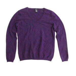 SOFIE Womens L Purple Cashmere Pullover V Neck Sweater Long Sleeves